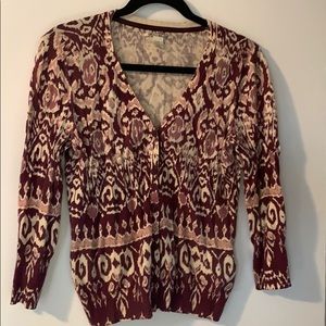 Lucky Brand plum ikat cotton cardigan - medium